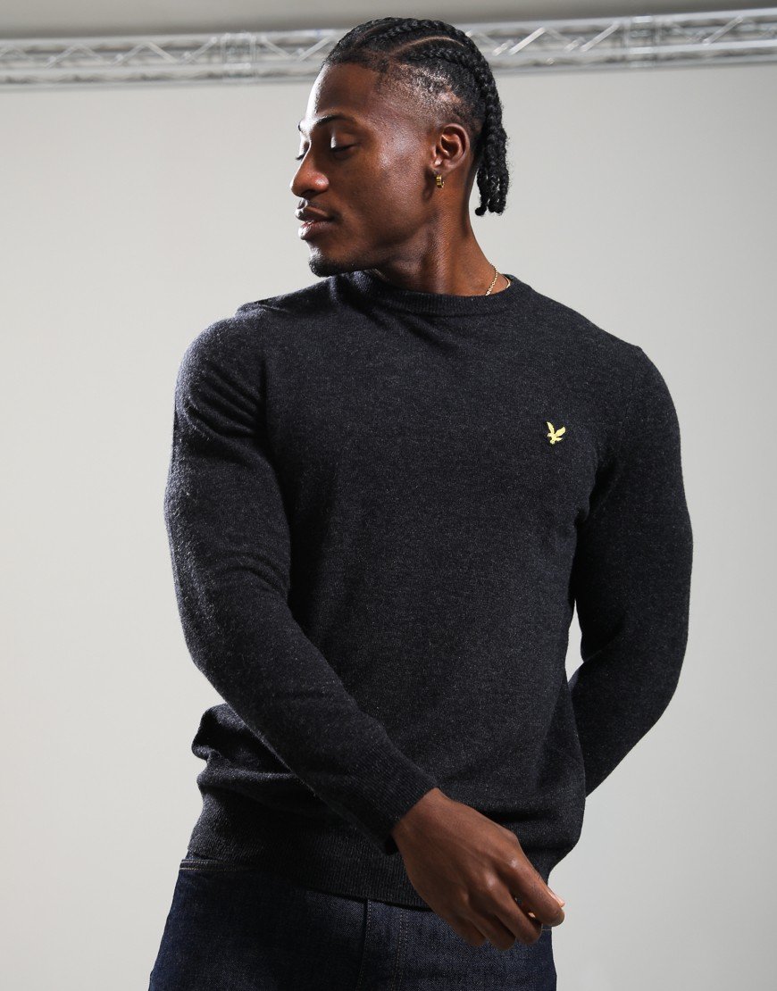 Lyle & Scott Lambswool Crew Knit Jet Black Marl
