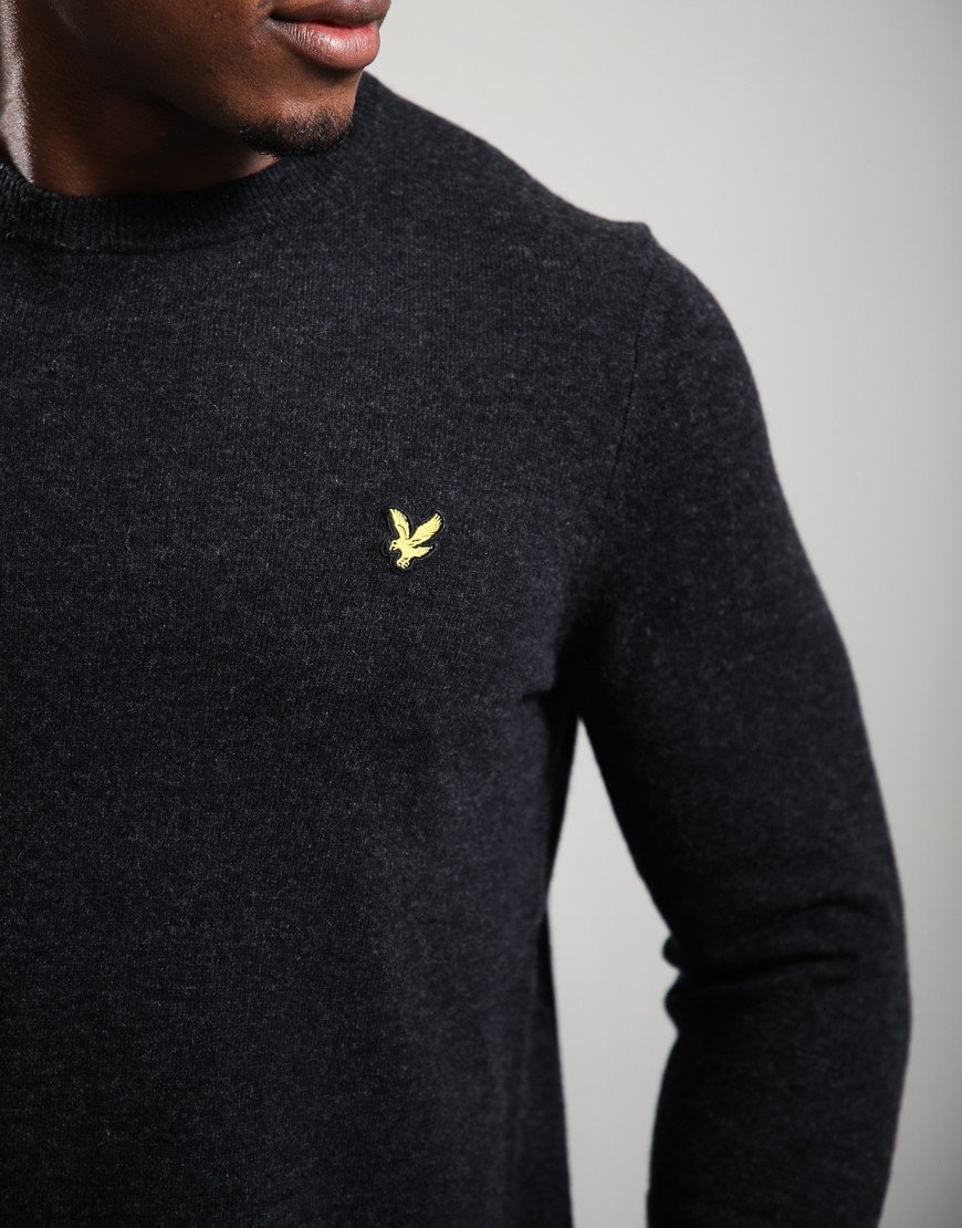 Lyle & Scott Lambswool Crew Knit Jet Black Marl