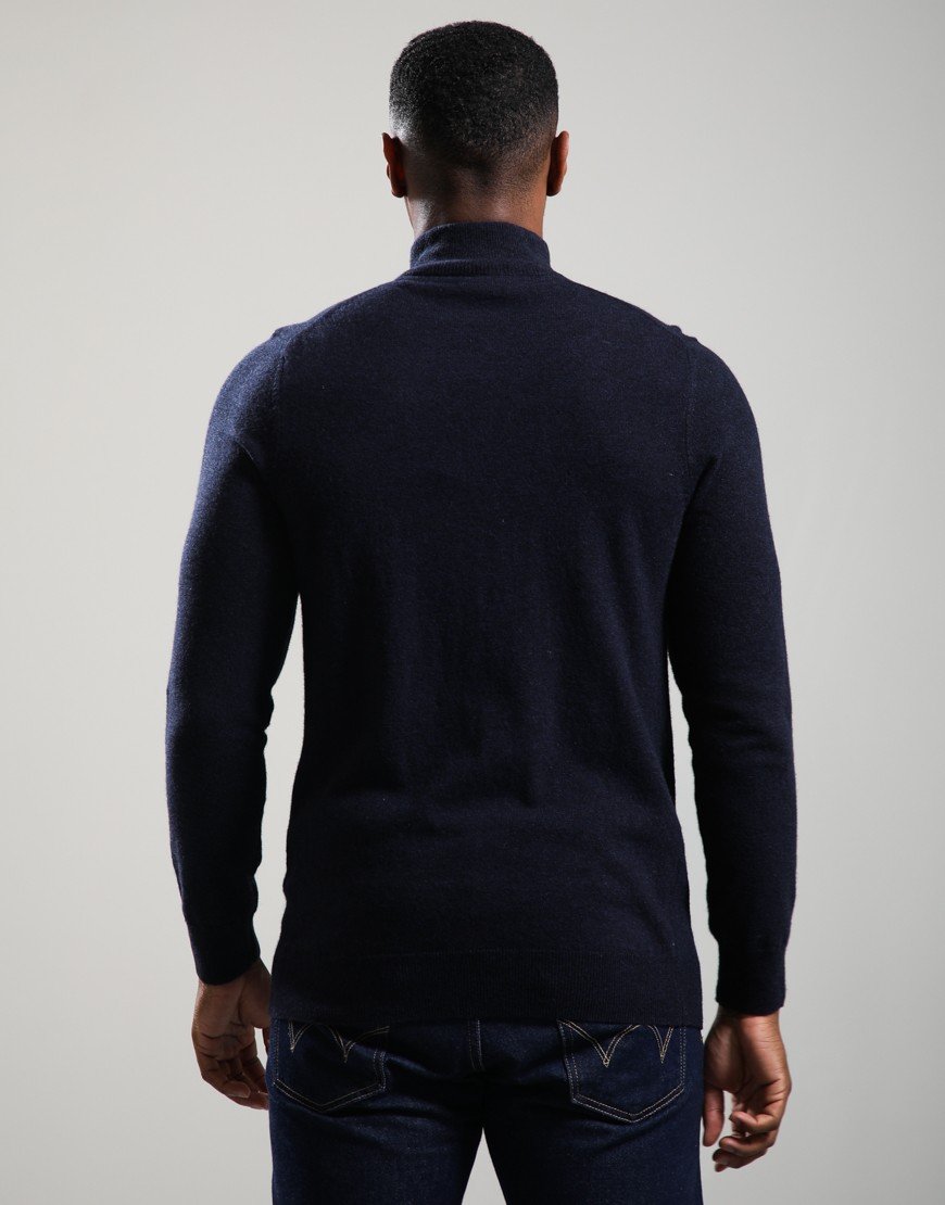 Lyle & Scott Lambswool Quarter Zip Dark Navy Marl