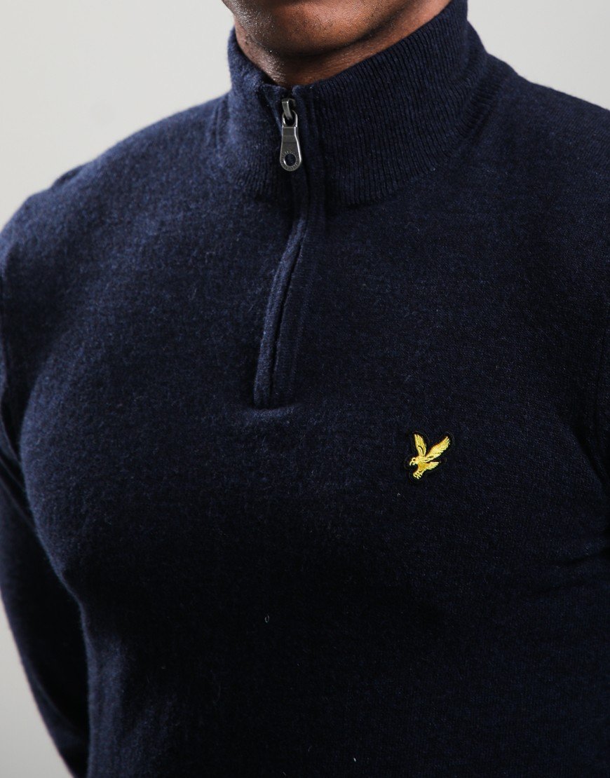 Lyle & Scott Lambswool Quarter Zip Dark Navy Marl