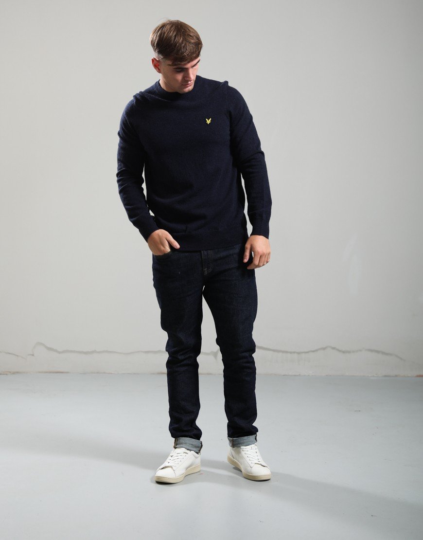 Lyle & Scott Lambswool Crew Knit Dark Navy Marl