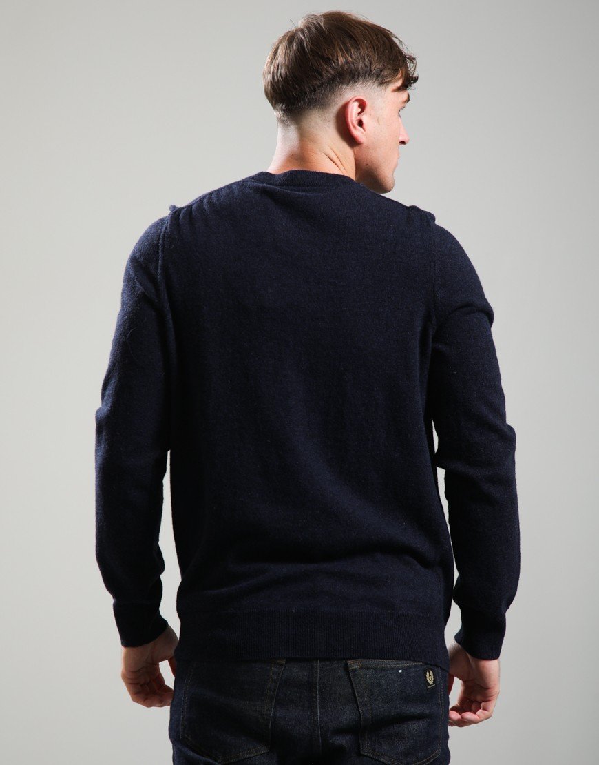 Lyle & Scott Lambswool Crew Knit Dark Navy Marl