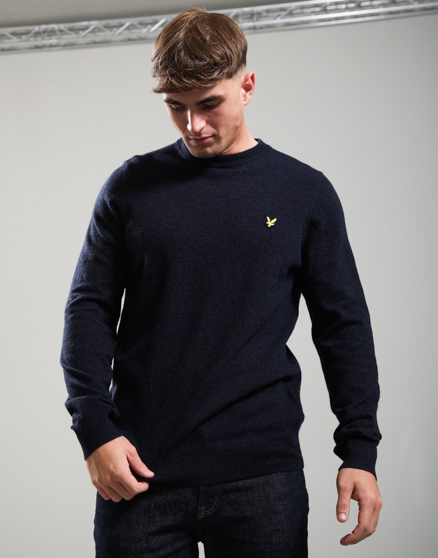Lyle & Scott Lambswool Crew Knit Dark Navy Marl