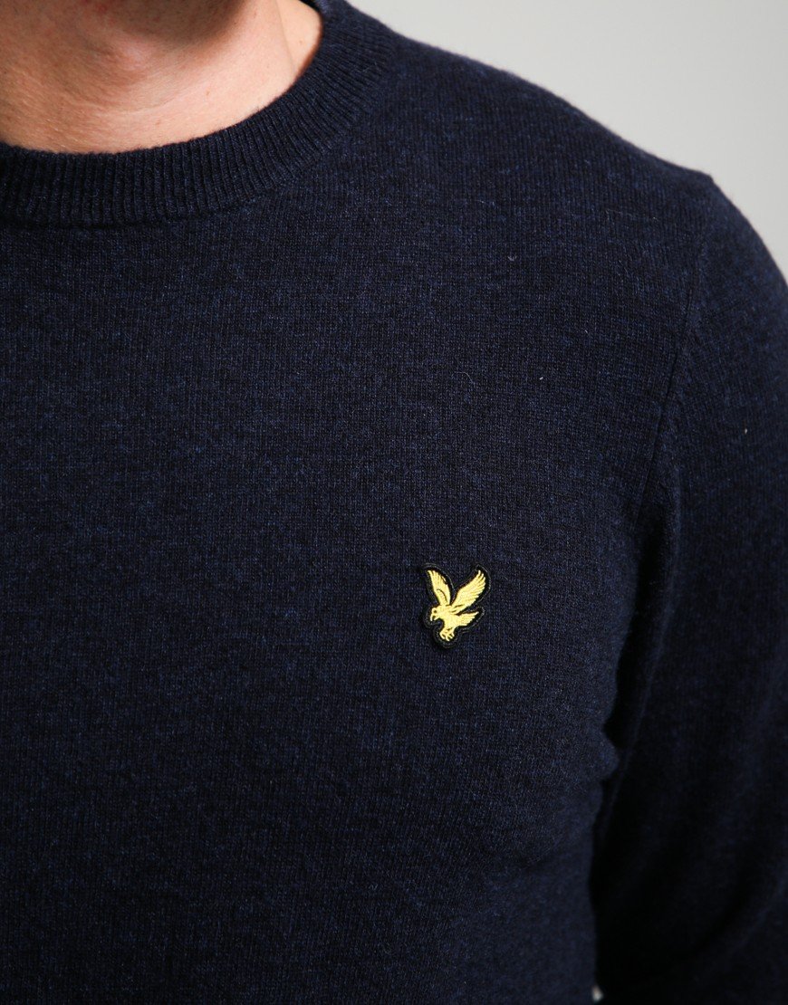 Lyle & Scott Lambswool Crew Knit Dark Navy Marl