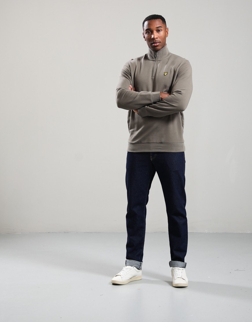 Lyle & Scott Loopback Quarter Zip Sweat Khaki Ash