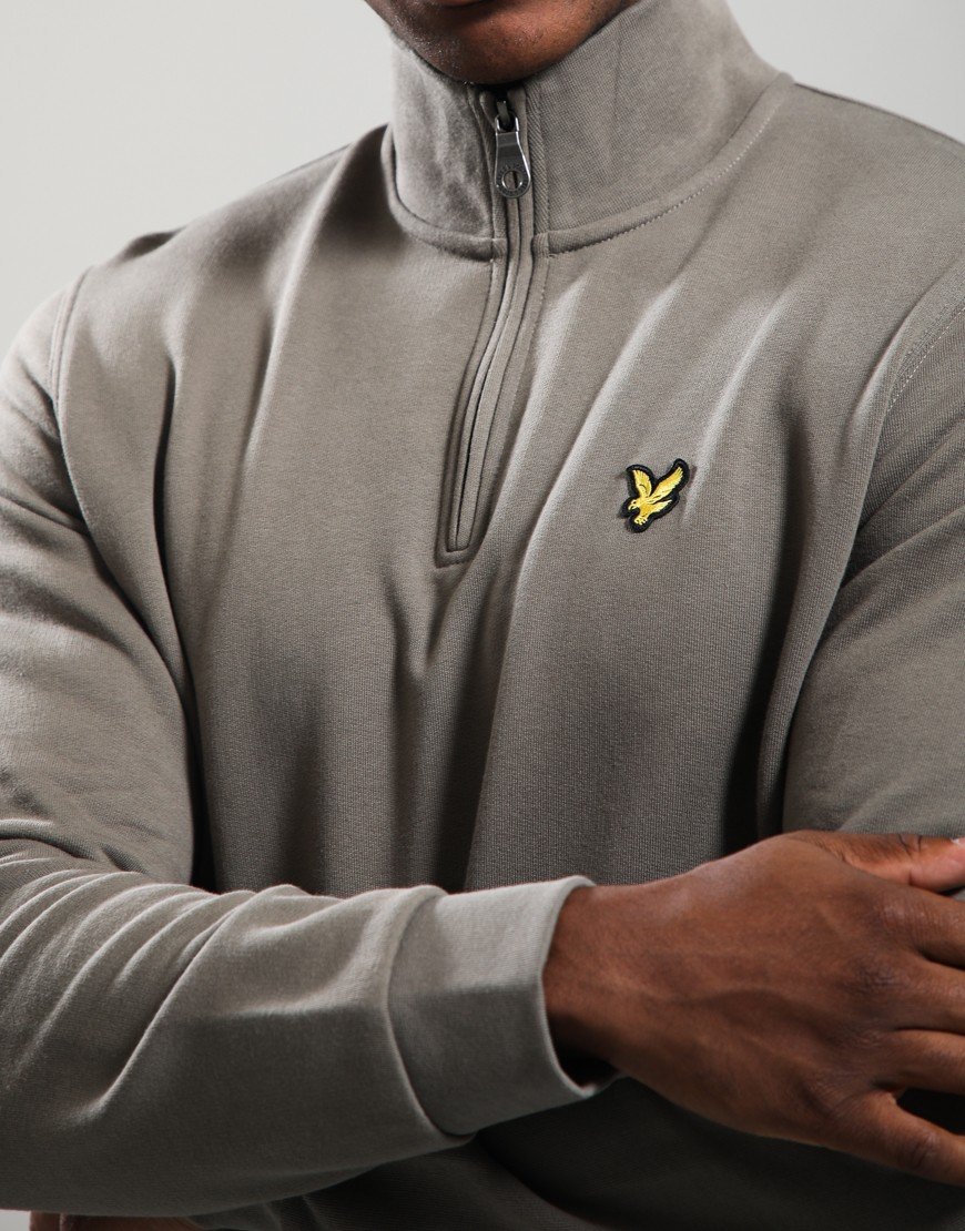 Lyle & Scott Loopback Quarter Zip Sweat Khaki Ash
