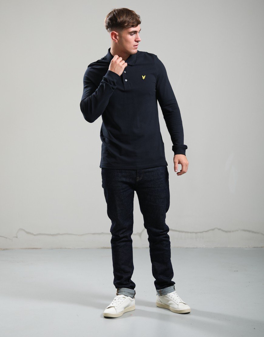 Lyle & Scott Long Sleeve Polo Shirt Dark Navy