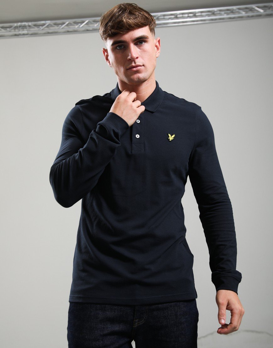 Lyle & Scott Long Sleeve Polo Shirt Dark Navy