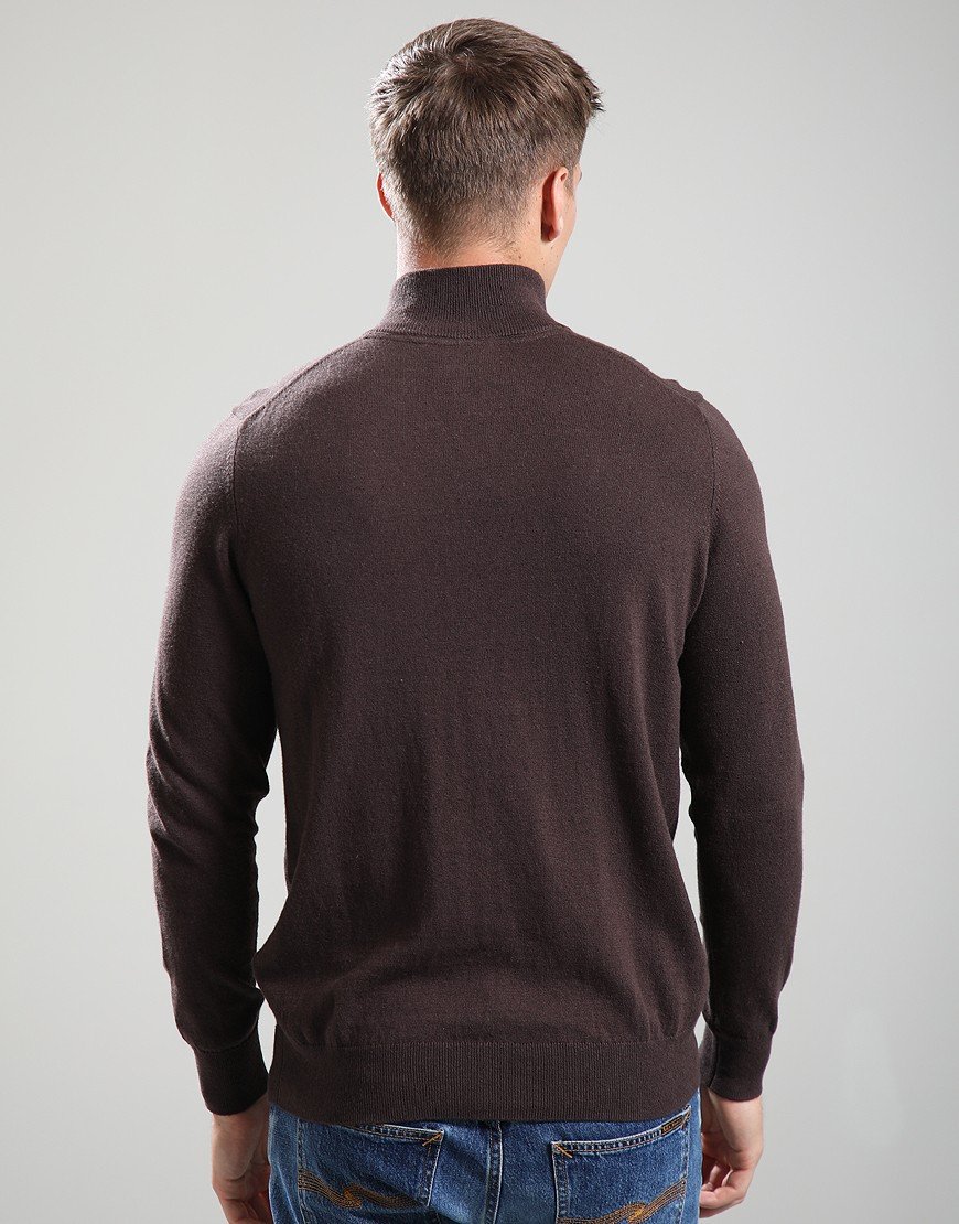Lyle & Scott Cotton Merino Quarter Zip Jumper Espresso