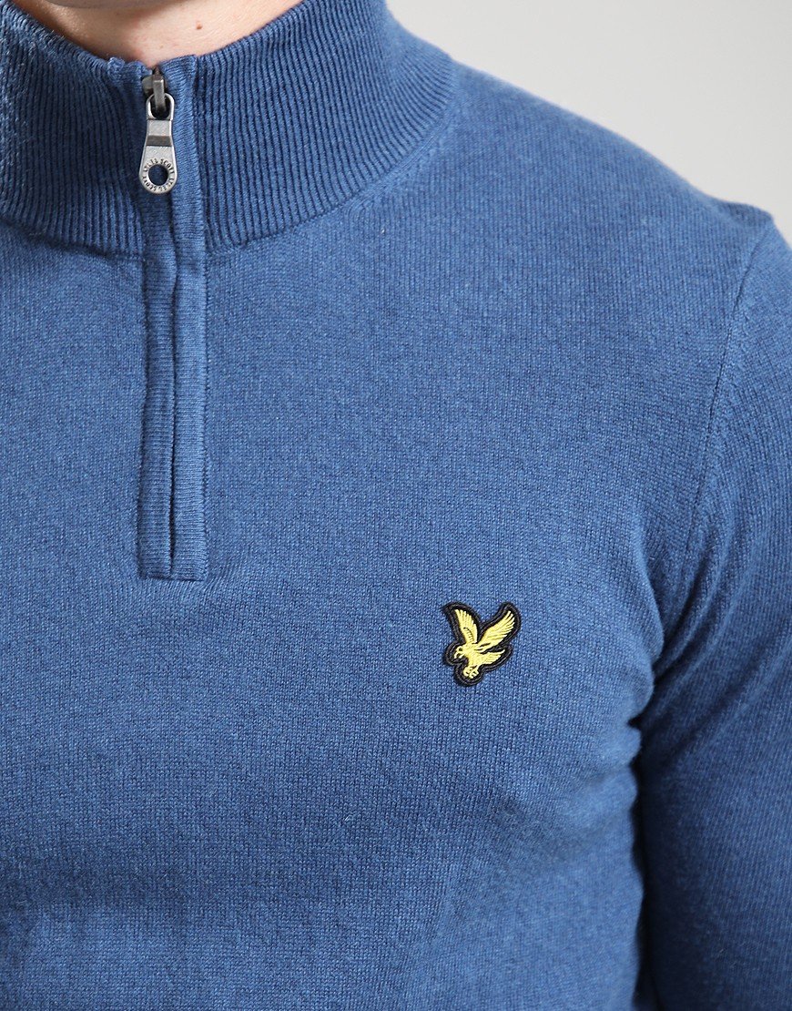 Lyle & Scott Cotton Merino Quarter Zip Jumper Deep Water