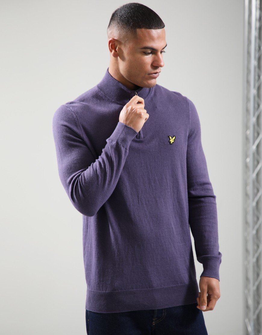 Lyle & Scott Merino Quarter Zip Knit Graystone