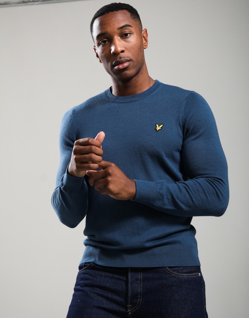 Lyle & Scott Merino Crew Aegean Blue