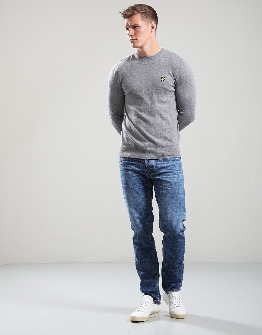 Lyle & Scott Merino Crew Knit Mid Grey Marl