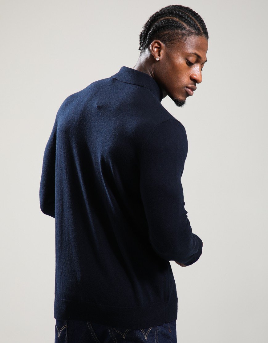Lyle & Scott Merino Long Sleeve Polo Shirt Dark Navy Lyle & Scott Merino Long Sleeve Polo Shirt Dark Navy