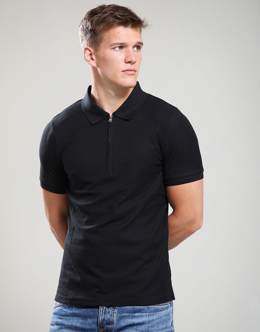 Lyle & Scott Ottoman Half Zip Polo Shirt Black