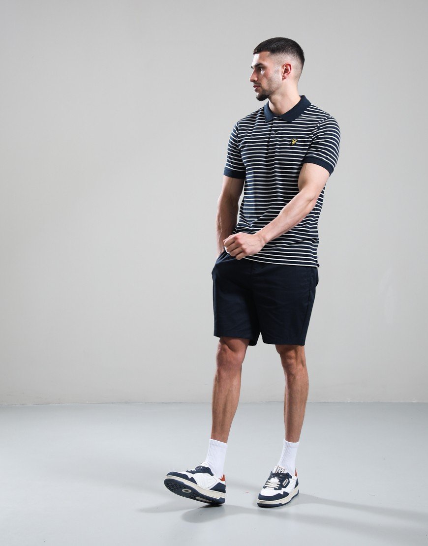 Lyle & Scott Pique Breton Polo Shirt Dark Navy/White