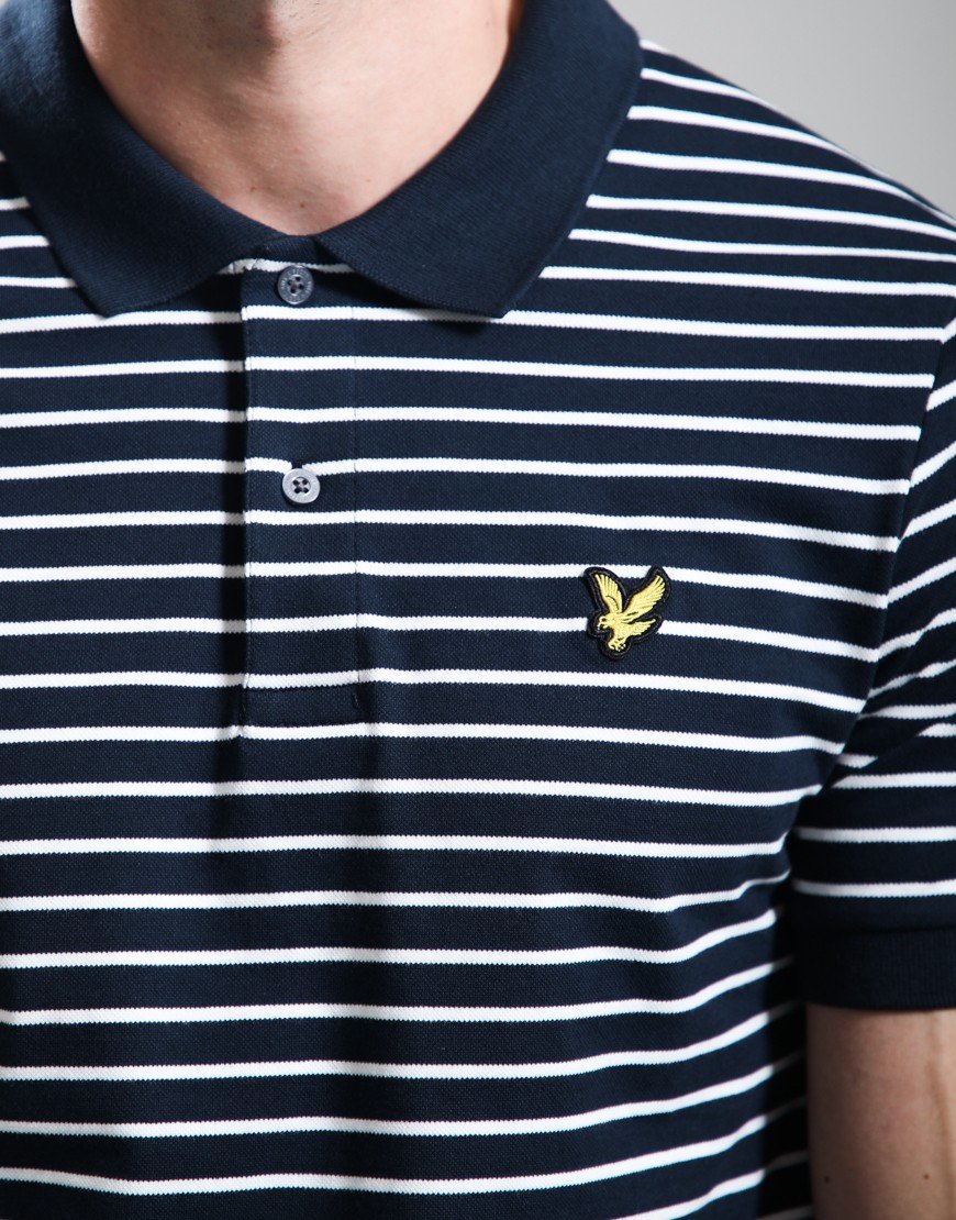 Lyle & Scott Pique Breton Polo Shirt Dark Navy/White