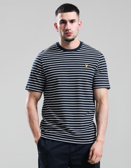 Lyle & Scott Pique Breton T-Shirt Dark Navy/White