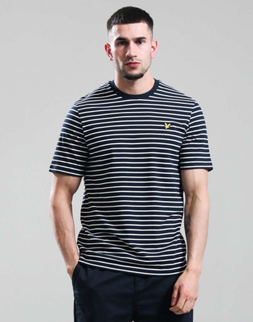 Lyle & Scott Pique Breton T-Shirt Dark Navy/White