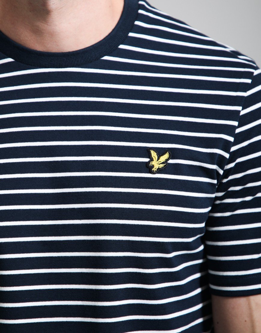 Lyle & Scott Pique Breton T-Shirt Dark Navy/White