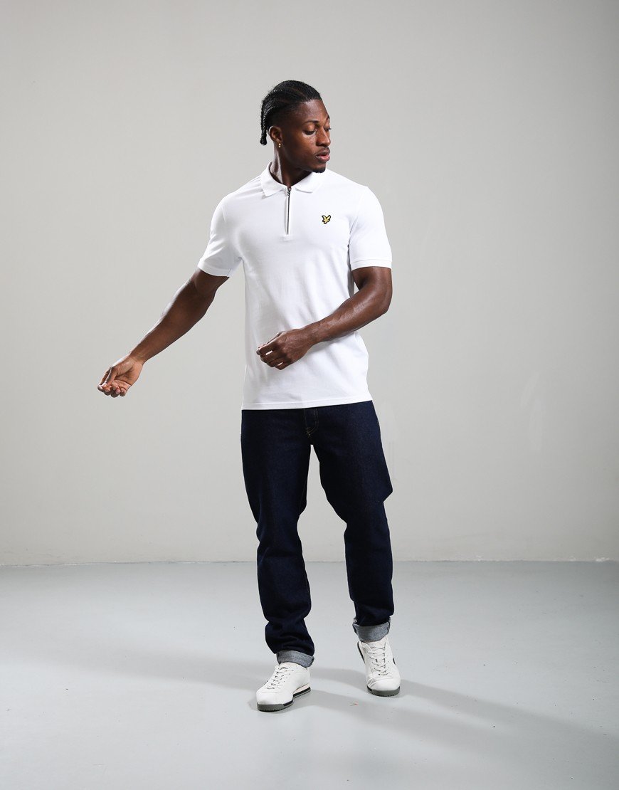 Lyle & Scott Quarter Zip Polo Shirt White