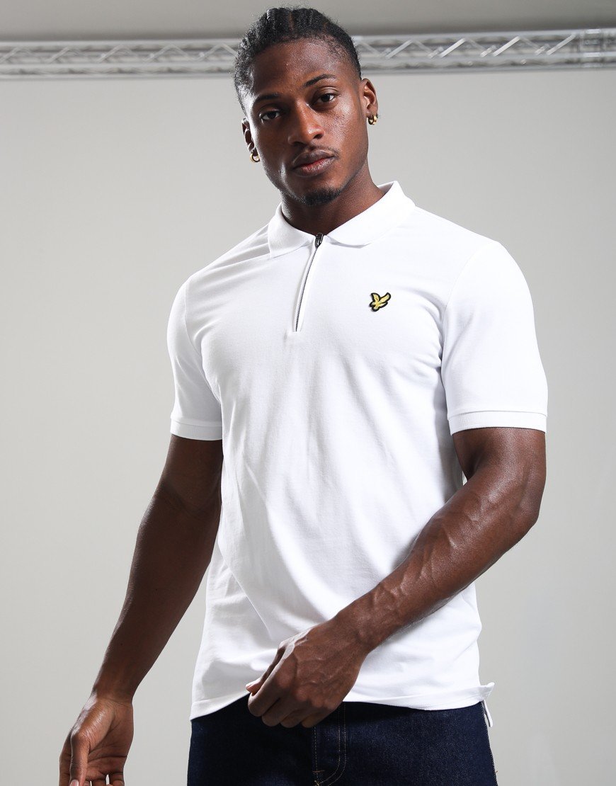 Lyle & Scott Quarter Zip Polo Shirt White
