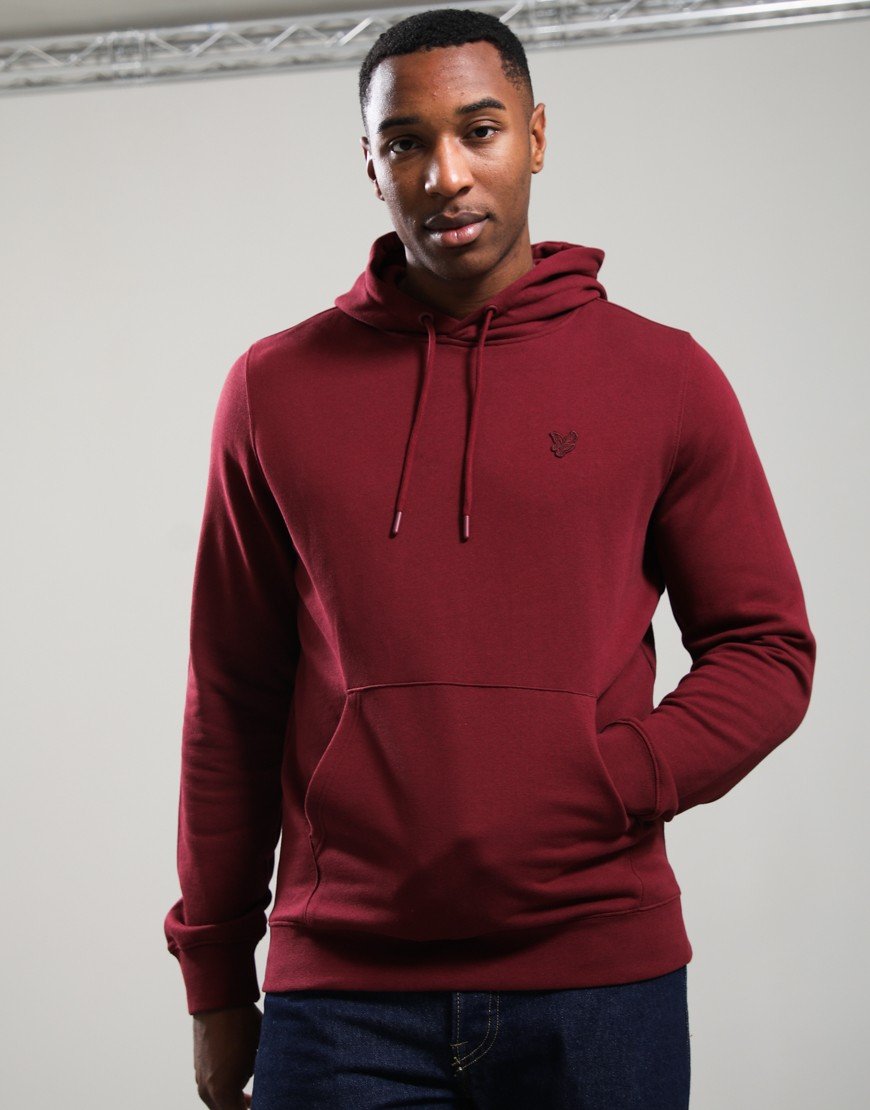 Lyle & Scott Superfine Pullover Hoodie Fairway Burgundy