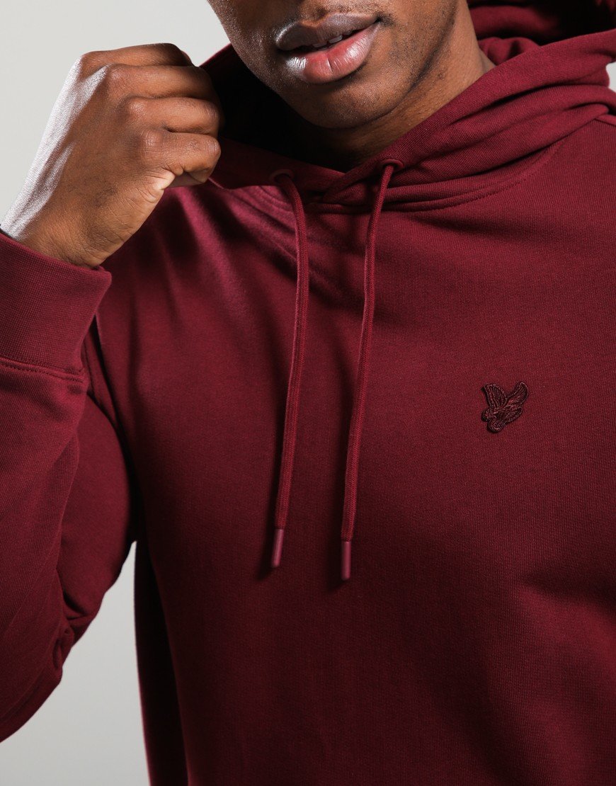 Lyle & Scott Superfine Pullover Hoodie Fairway Burgundy
