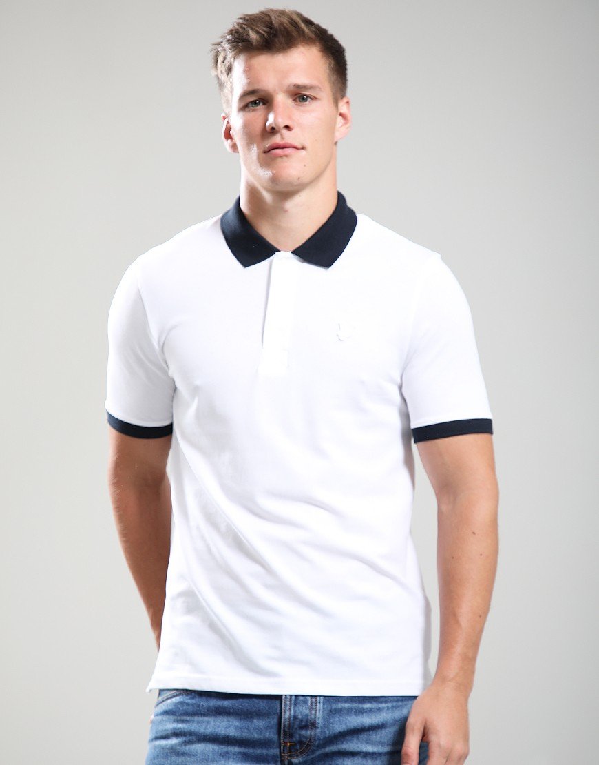 Lyle & Scott Superfine Ringer Polo Shirt White/Navy