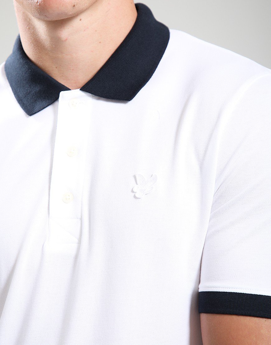 Lyle & Scott Superfine Ringer Polo Shirt White/Navy