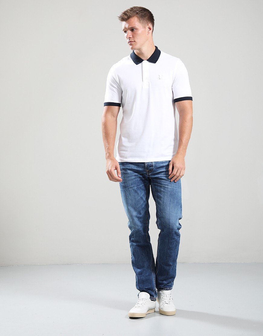 Lyle & Scott Superfine Ringer Polo Shirt White/Navy