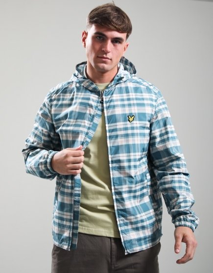 Lyle & Scott Tartan Hooded Zip Jacket Everglade