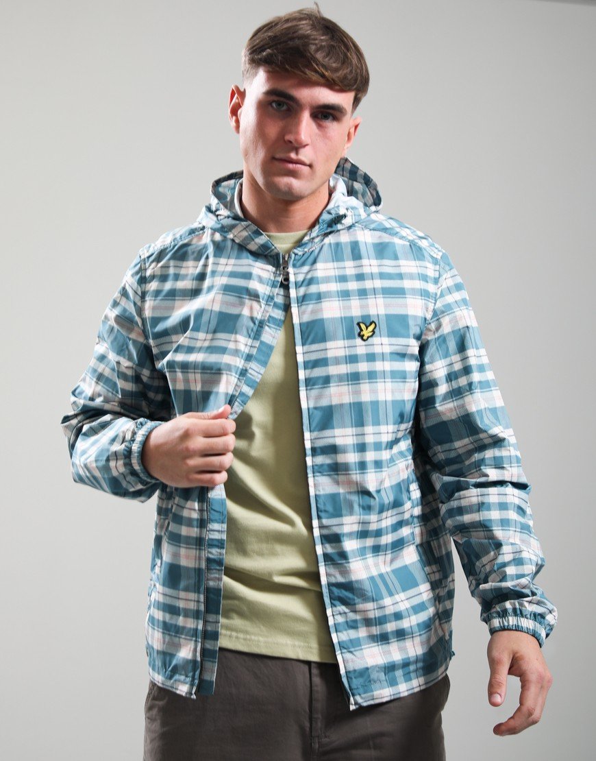 Lyle & Scott Tartan Hooded Zip Jacket Everglade