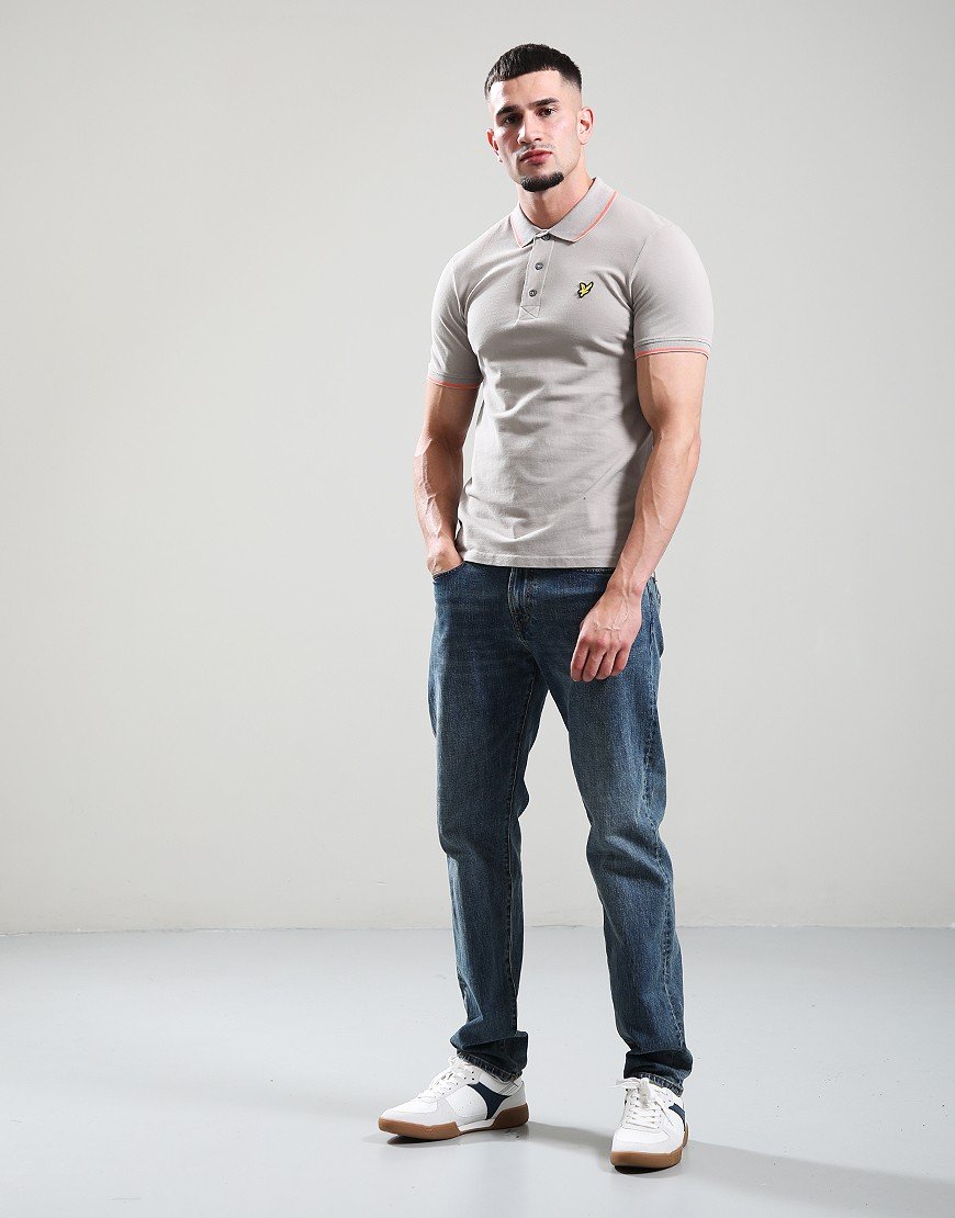 Lyle & Scott Tipped Polo Shirt Pale Grey/Coral