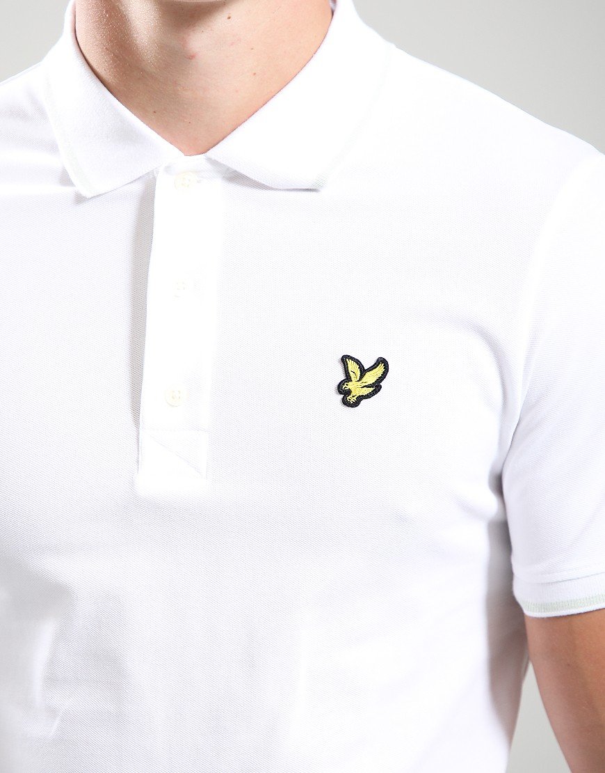 Lyle & Scott Tipped Polo Shirt White/Soft Matcha