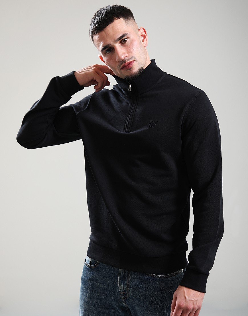 Lyle & Scott Tonal Eagle 1/4 Zip Sweat Jet Black