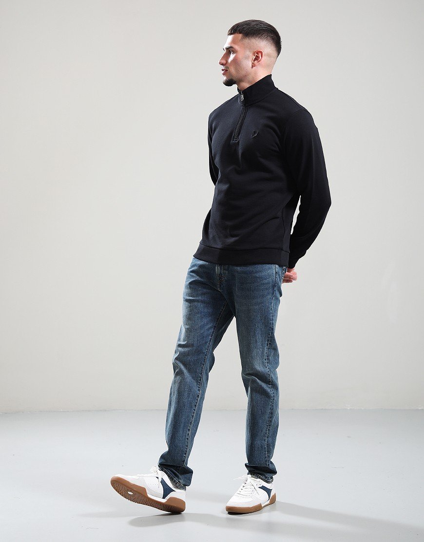 Lyle & Scott Tonal Eagle 1/4 Zip Sweat Jet Black