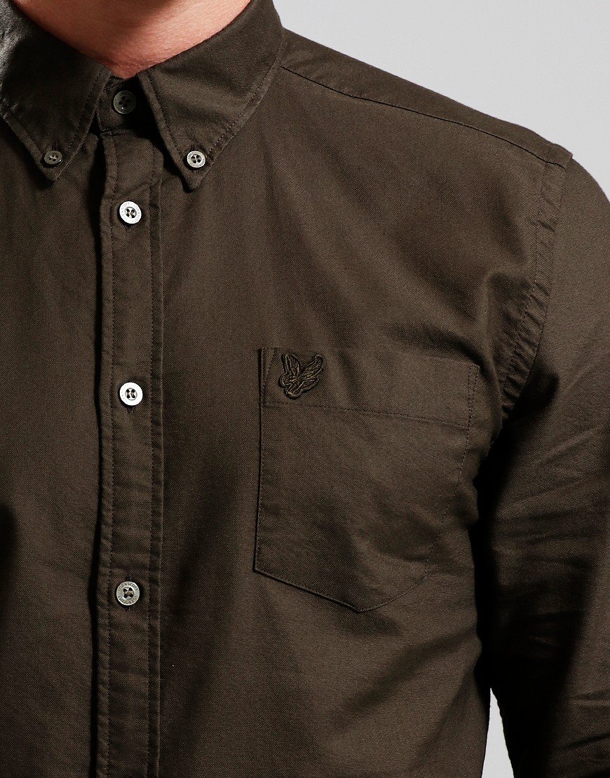 Lyle & Scott Tonal Oxford Long Sleeve Shirt Olive