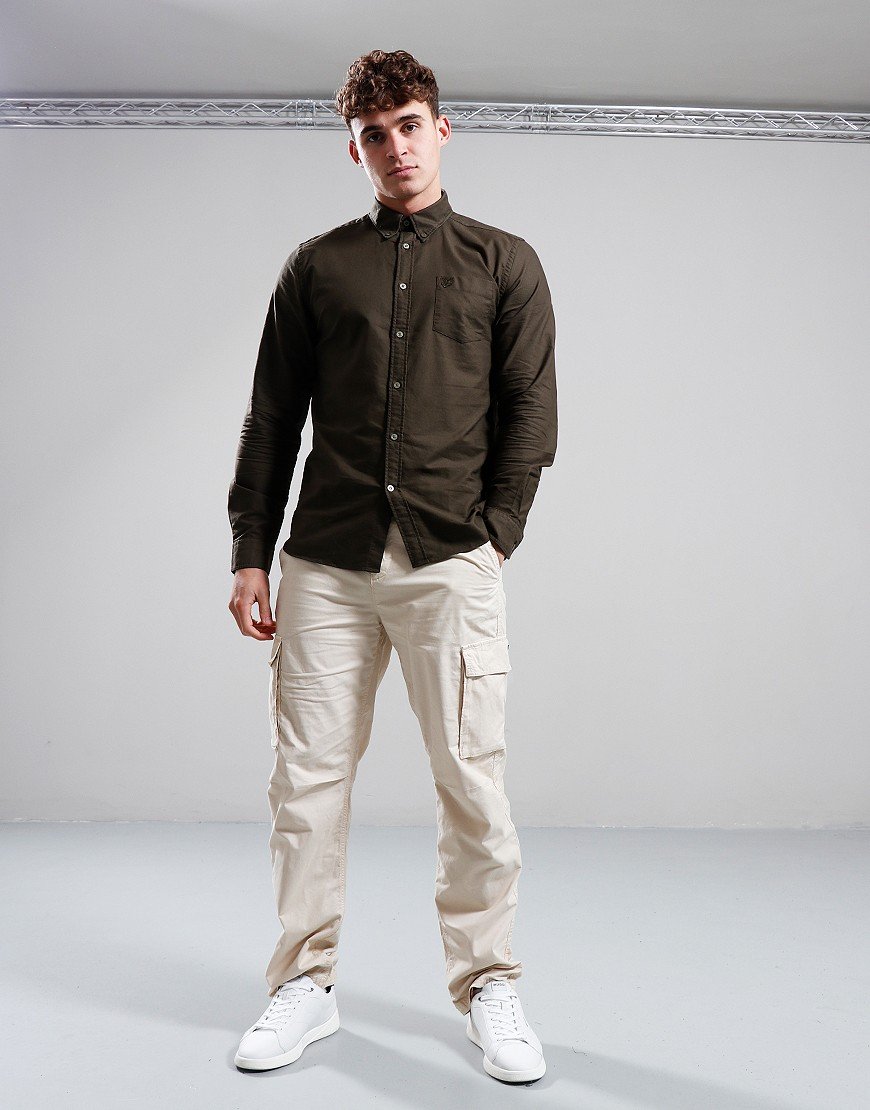 Lyle & Scott Tonal Oxford Long Sleeve Shirt Olive