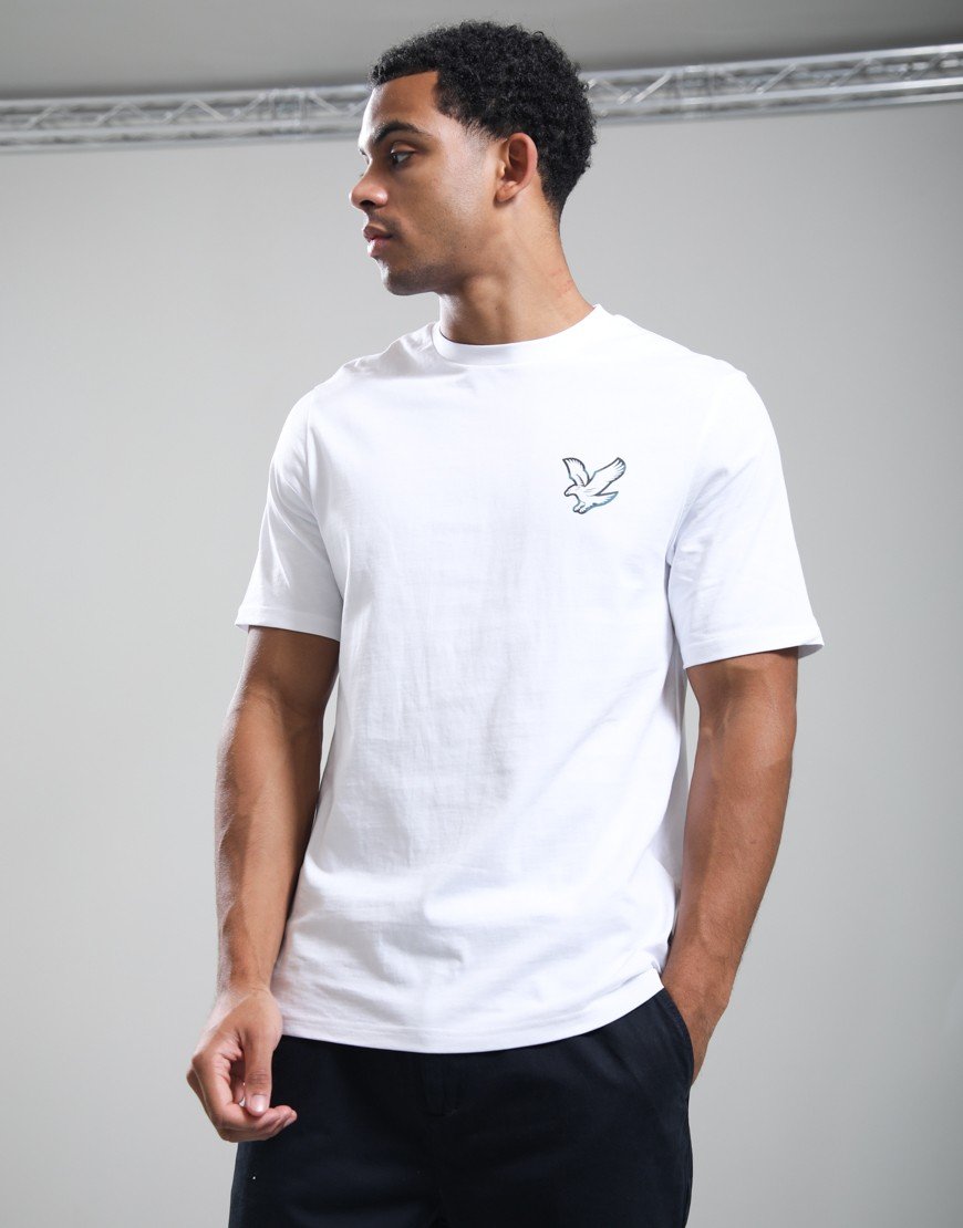 Lyle & Scott Chrome Eagle Graphic T-Shirt White/Lagoon