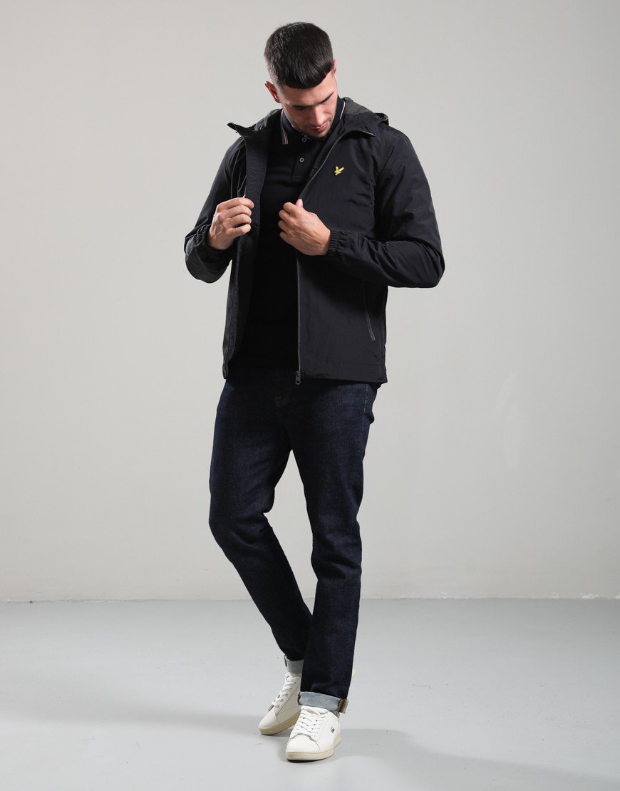Lyle & Scott Contrast Zip Hooded Jacket Jet Black/Gunmetal