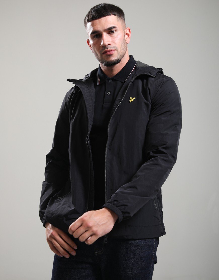 Lyle & Scott Contrast Zip Hooded Jacket Jet Black/Gunmetal