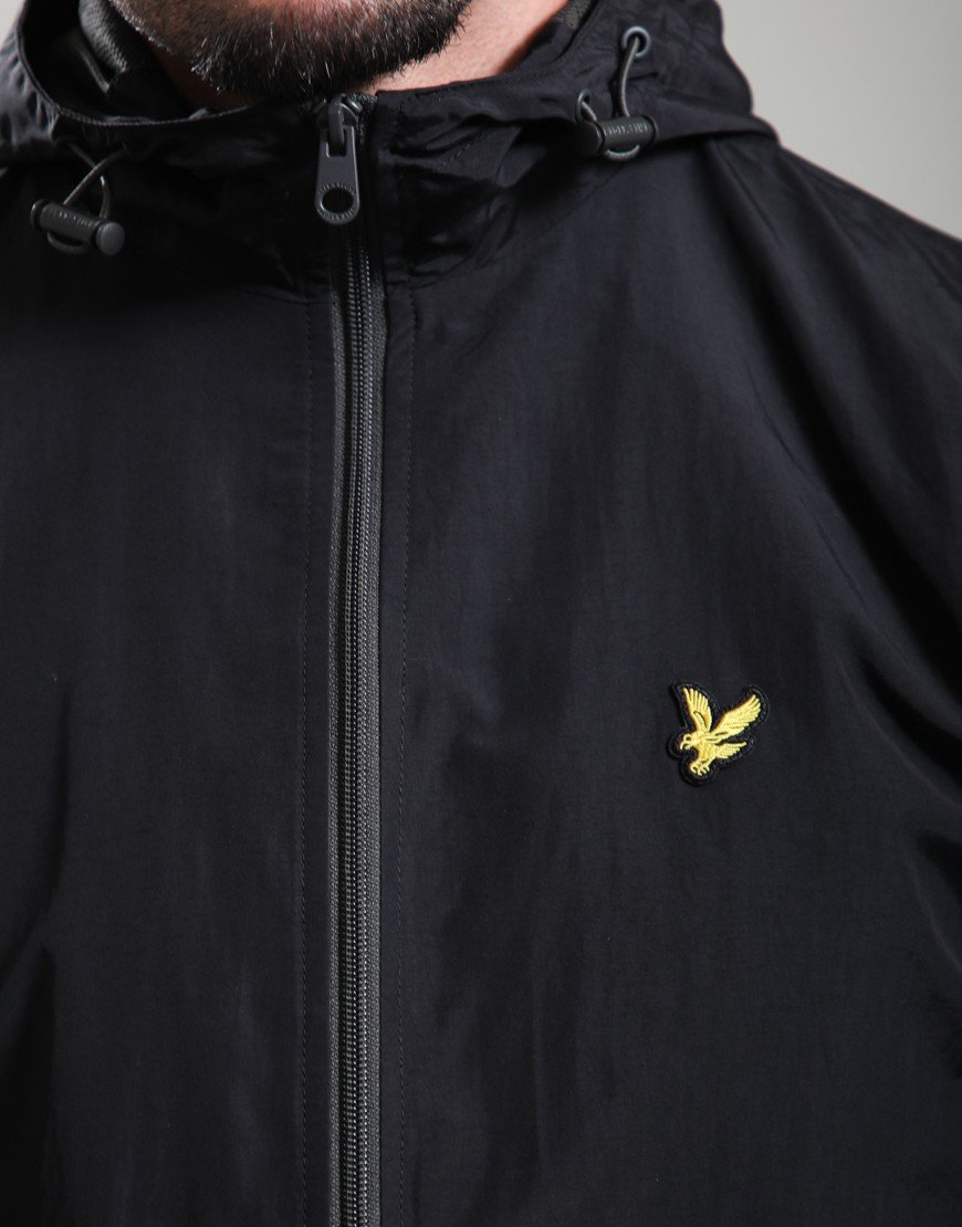 Lyle & Scott Contrast Zip Hooded Jacket Jet Black/Gunmetal