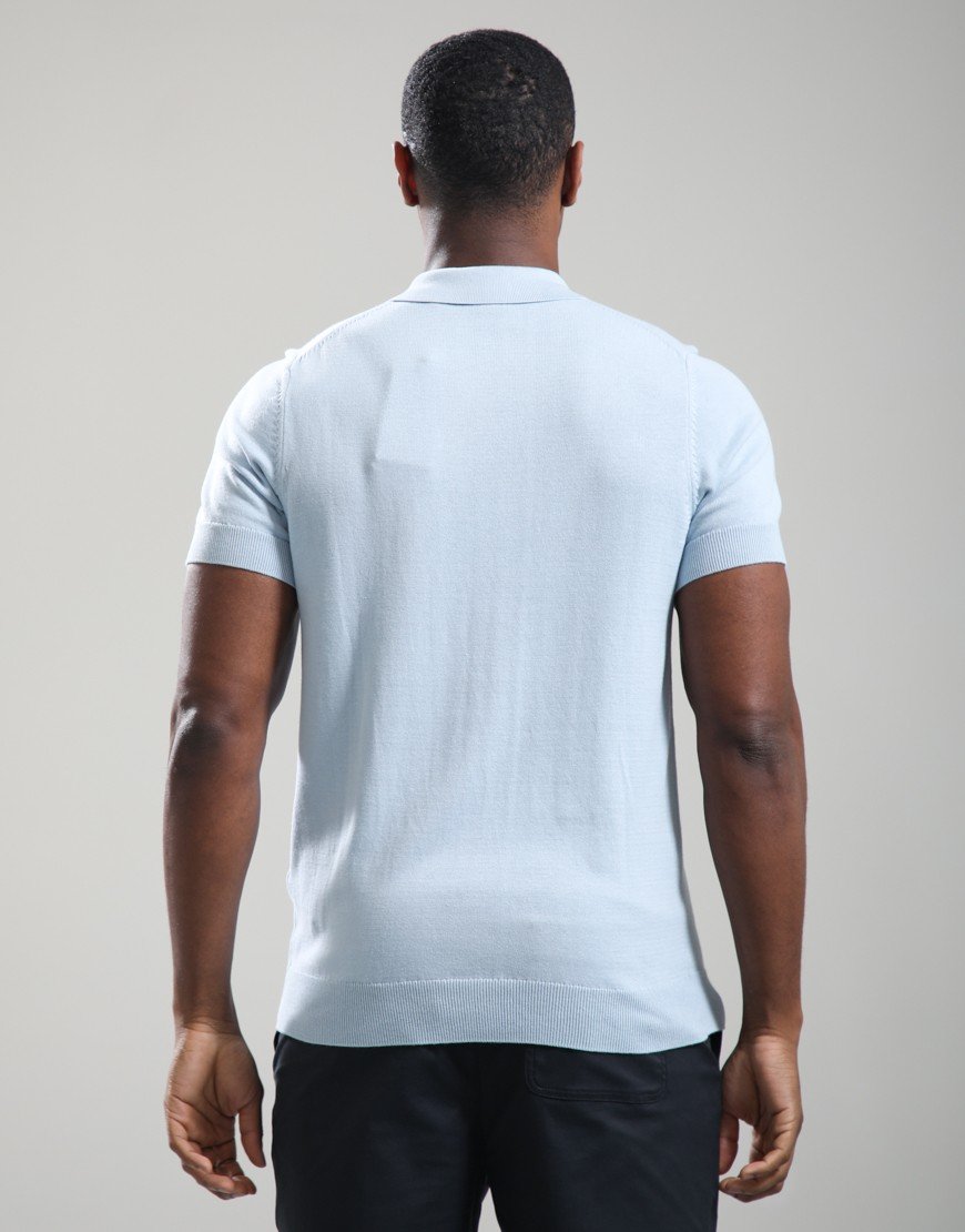 Lyle & Scott Cotton Knitted Polo Shirt Opal Blue