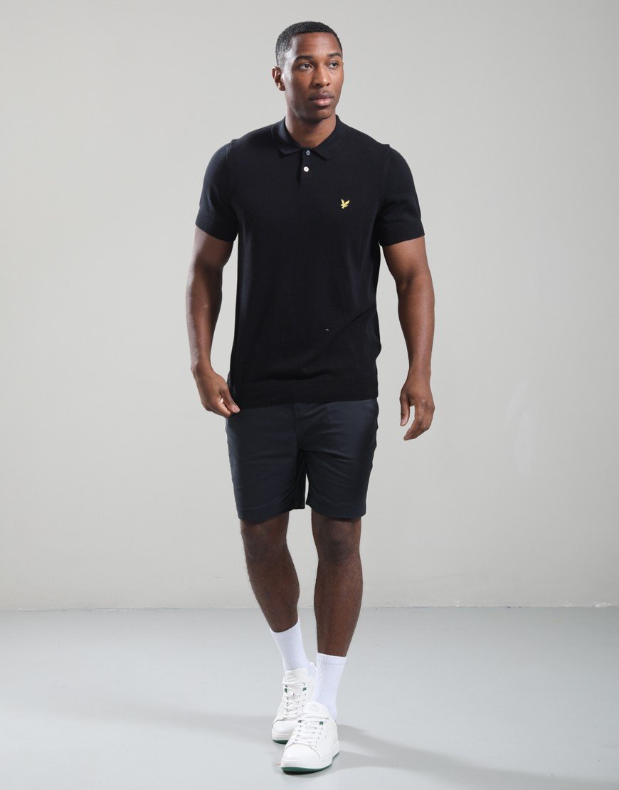 Lyle & Scott Cotton Knitted Polo Shirt Jet Black