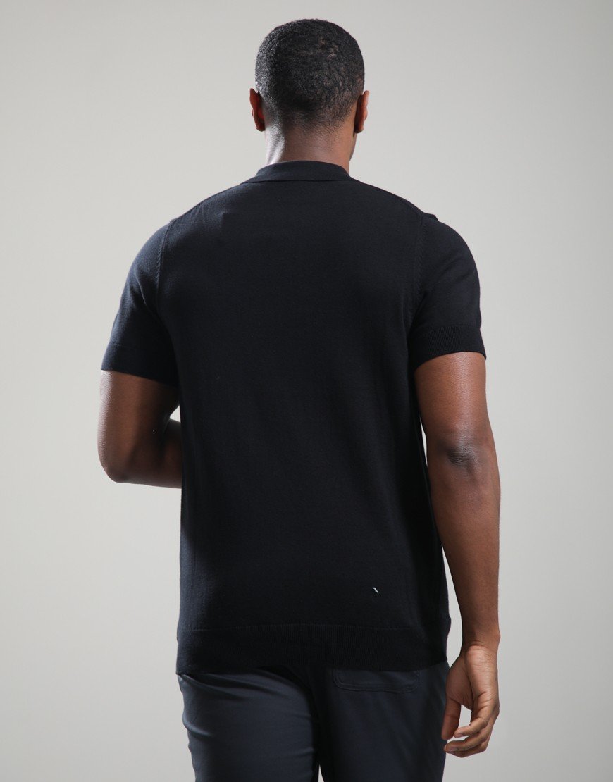 Lyle & Scott Cotton Knitted Polo Shirt Jet Black
