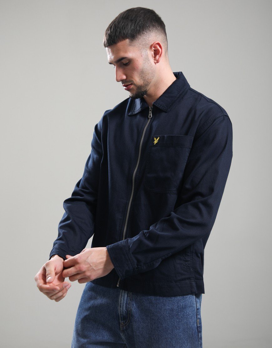 Lyle & Scott Enzyme Wash Zip Overshirt Dark Navy