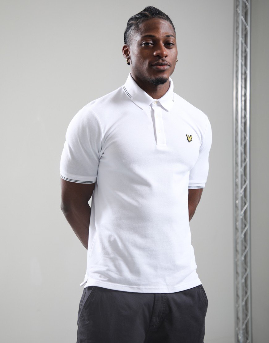 Lyle & Scott Fine Tipped Polo Shirt White/Everglade