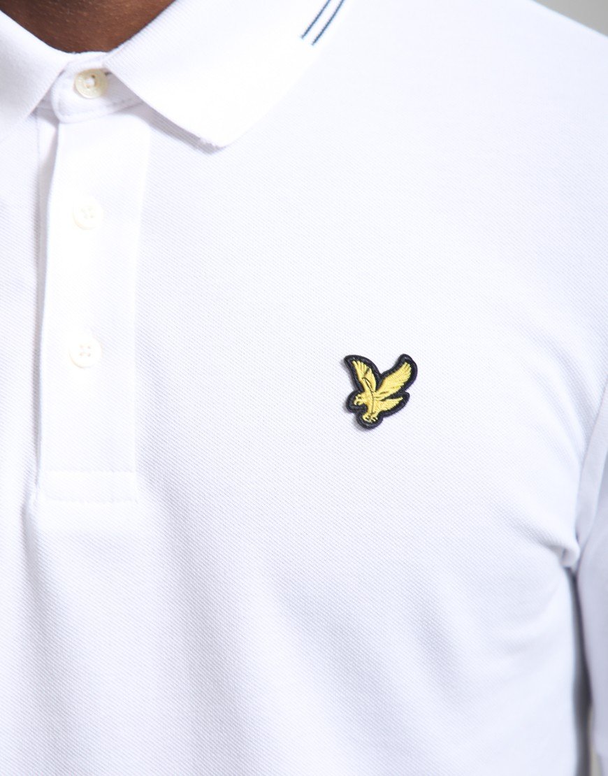 Lyle & Scott Fine Tipped Polo Shirt White/Everglade