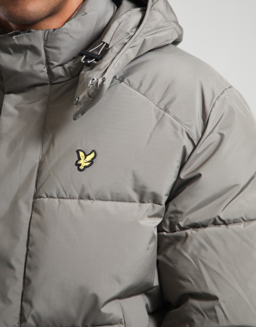 Lyle & Scott Hooded Puffer Jacket Khaki Ash